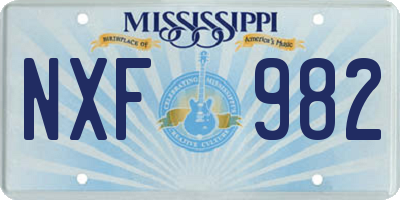 MS license plate NXF982