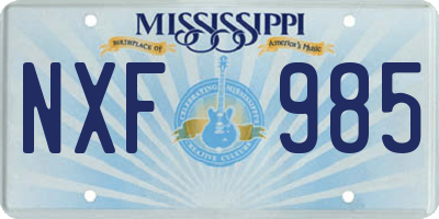 MS license plate NXF985