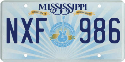 MS license plate NXF986