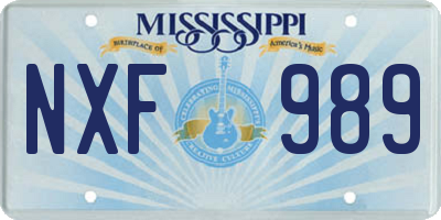 MS license plate NXF989