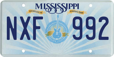 MS license plate NXF992