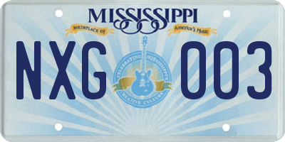 MS license plate NXG003