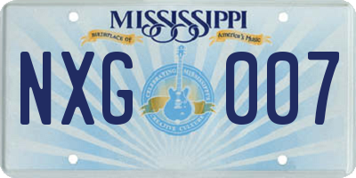 MS license plate NXG007