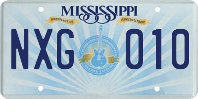 MS license plate NXG010