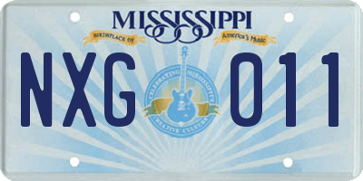 MS license plate NXG011