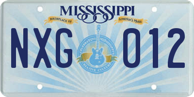 MS license plate NXG012