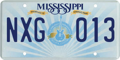 MS license plate NXG013