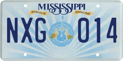 MS license plate NXG014