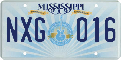 MS license plate NXG016