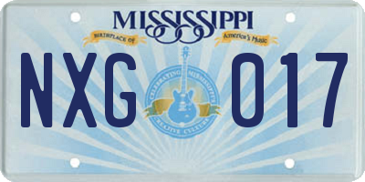 MS license plate NXG017