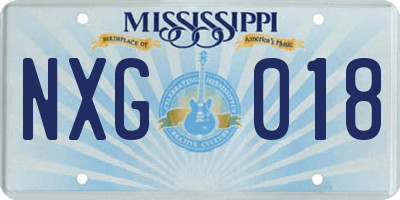 MS license plate NXG018