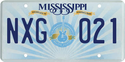 MS license plate NXG021