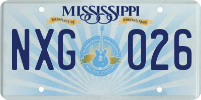 MS license plate NXG026