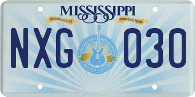 MS license plate NXG030