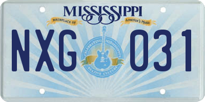 MS license plate NXG031
