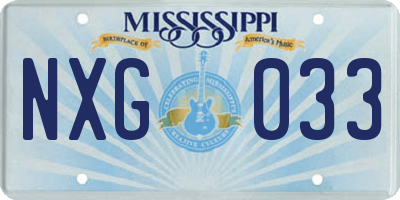 MS license plate NXG033