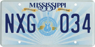 MS license plate NXG034