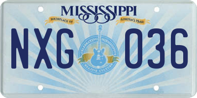 MS license plate NXG036