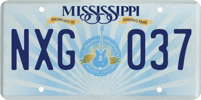 MS license plate NXG037