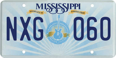 MS license plate NXG060