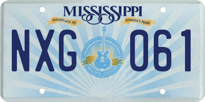 MS license plate NXG061
