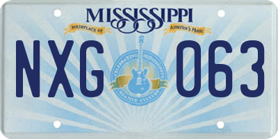 MS license plate NXG063