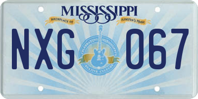 MS license plate NXG067