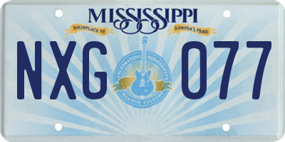 MS license plate NXG077