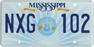 MS license plate NXG102