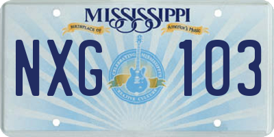 MS license plate NXG103