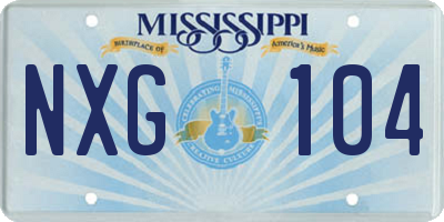 MS license plate NXG104