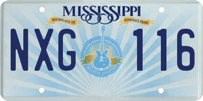 MS license plate NXG116