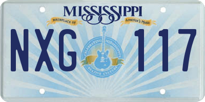 MS license plate NXG117