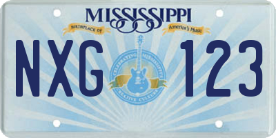 MS license plate NXG123