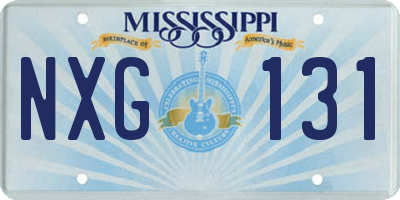 MS license plate NXG131