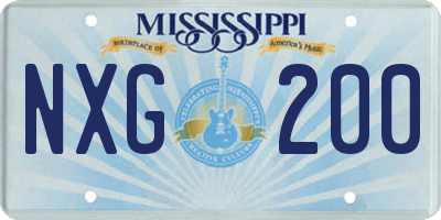 MS license plate NXG200