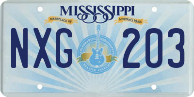 MS license plate NXG203