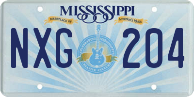 MS license plate NXG204