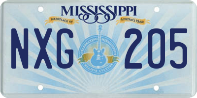 MS license plate NXG205