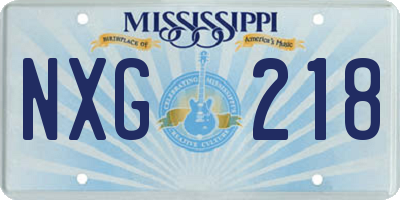 MS license plate NXG218