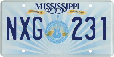 MS license plate NXG231