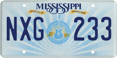 MS license plate NXG233
