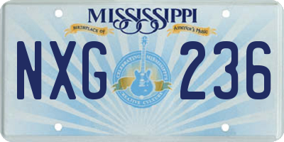 MS license plate NXG236
