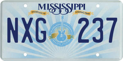 MS license plate NXG237