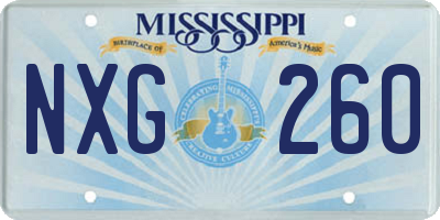 MS license plate NXG260