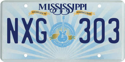MS license plate NXG303