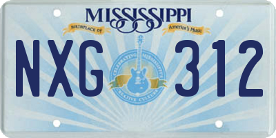 MS license plate NXG312