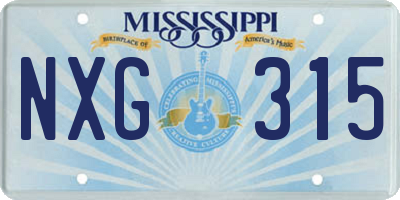 MS license plate NXG315