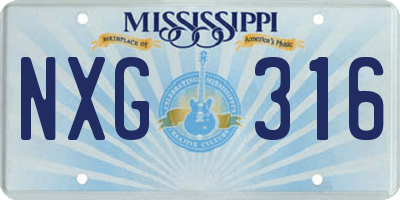 MS license plate NXG316