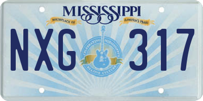 MS license plate NXG317